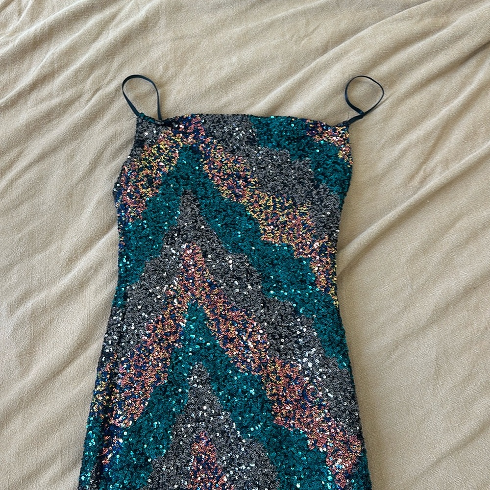 ASTR - blueish green sequins dress